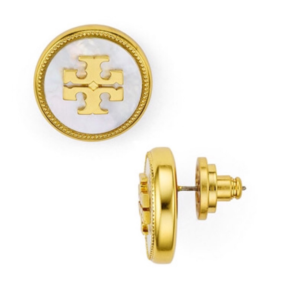 TORY BURCH • Semiprecious Stone Logo Earrings - Picture 5 of 7